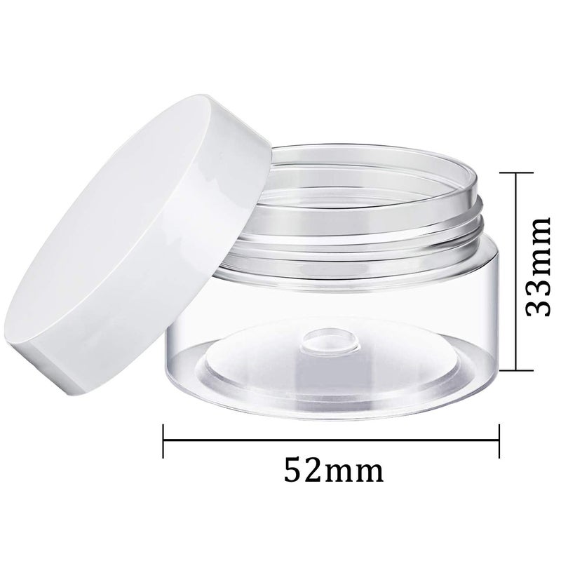 SATINIOR 24 Pieces Empty Clear Plastic Jars with Lids Round Storage Containers Wide-Mouth for Beauty Product Cosmetic Cream Lotion Liquid Butter Craft and Food (White Lid, 1 oz) - Image 2